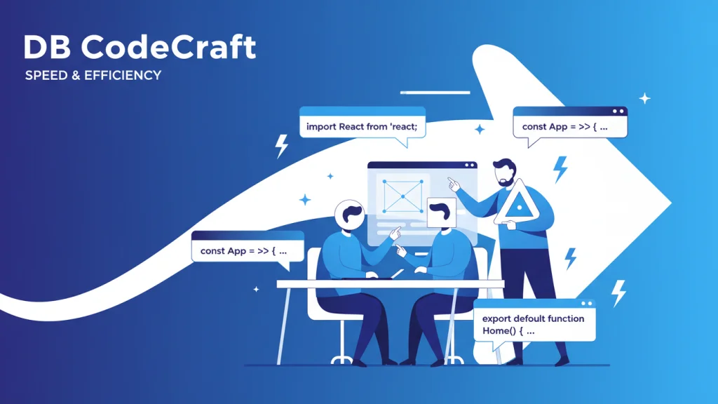 Illustration of a development team using React and Next.js for rapid startup product launch